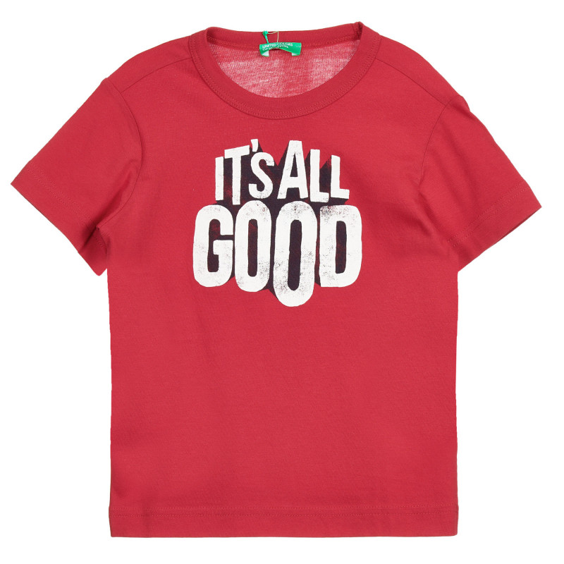 Βαμβακερό μπλουζάκι με επιγραφή, κόκκινο  224907