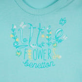 Βαμβακερό μπλουζάκι με επιγραφή για μωρό, σε μπλε χρώμα Benetton 224916 2