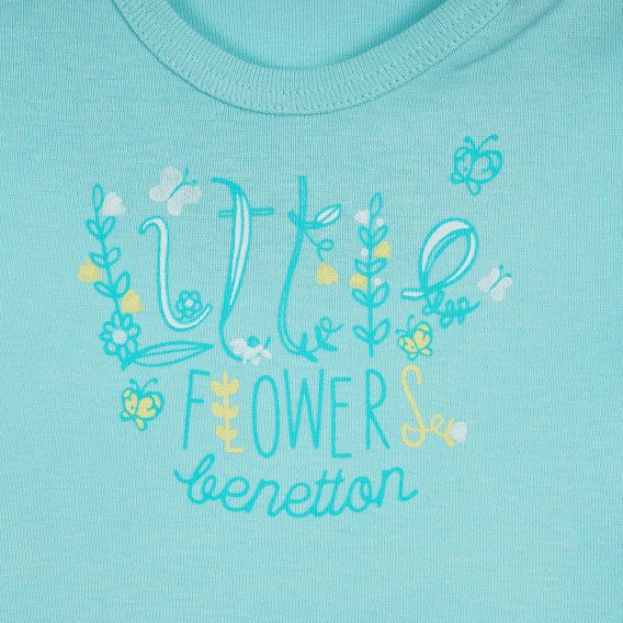 Βαμβακερό μπλουζάκι με επιγραφή για μωρό, σε μπλε χρώμα Benetton 224916 2