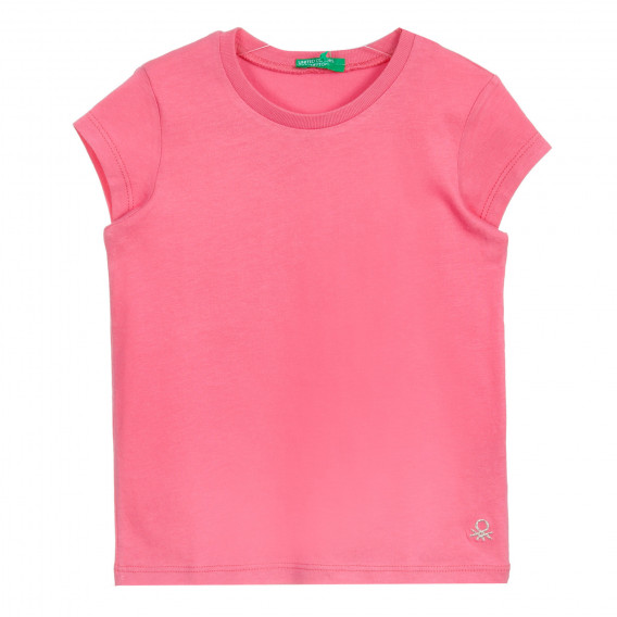 Βαμβακερό μπλουζάκι για ένα μωρό με κεντητό λογότυπο, ροζ Benetton 224919 