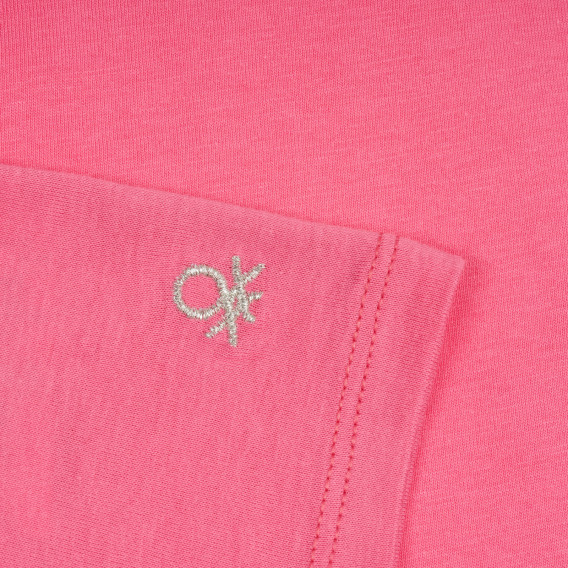 Βαμβακερό μπλουζάκι για ένα μωρό με κεντητό λογότυπο, ροζ Benetton 224921 3