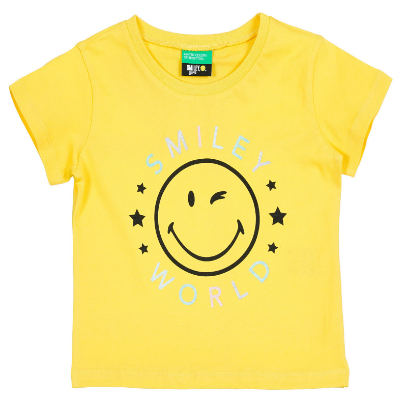 Βαμβακερό μπλουζάκι με emoticon και επιγραφή για ένα μωρό, κίτρινο  224935