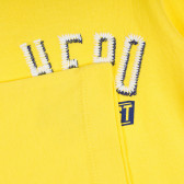 Βαμβακερό μπλουζάκι με επιγραφή για μωρό, κίτρινο Benetton 224941 3