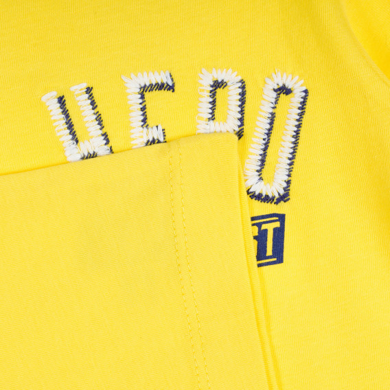 Βαμβακερό μπλουζάκι με επιγραφή για μωρό, κίτρινο Benetton 224941 3