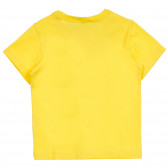 Βαμβακερό μπλουζάκι με επιγραφή για μωρό, κίτρινο Benetton 224942 4