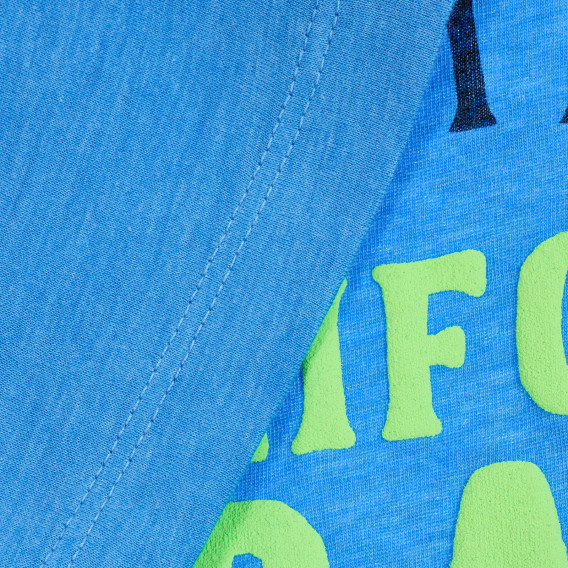 Μπλούζα με κοντά μανίκια και επιγραφή, μπλε Benetton 224948 2