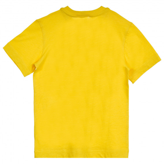 Βαμβακερό μπλουζάκι με τύπωμα και επιγραφή, κίτρινο Benetton 224954 4