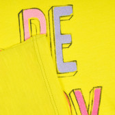Βαμβακερό μπλουζάκι με χαμόγελο και επιγραφή, κίτρινο Benetton 224961 3
