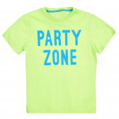 Βαμβακερό μπλουζάκι με επιγραφή party zone, πράσινο Benetton 224963 