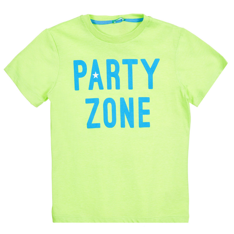 Βαμβακερό μπλουζάκι με επιγραφή party zone, πράσινο  224963