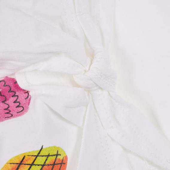 Βαμβακερή μπλούζα με κορδέλα για μωρό, λευκό Benetton 224969 3