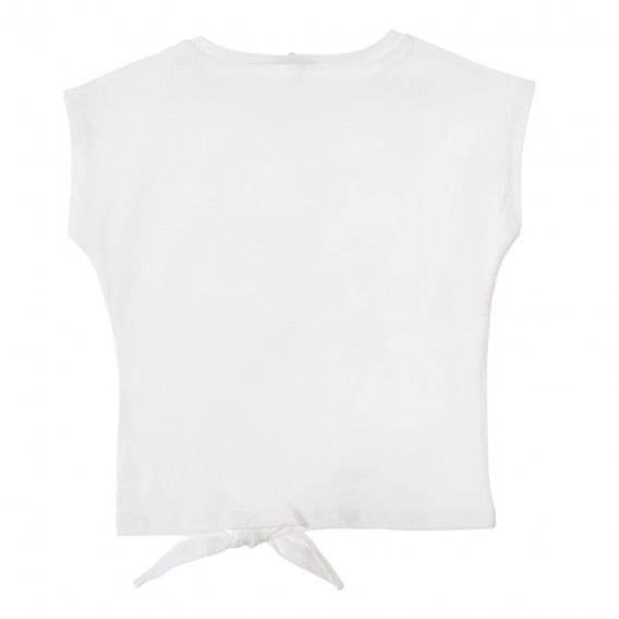 Βαμβακερή μπλούζα με κορδέλα για μωρό, λευκό Benetton 224970 4