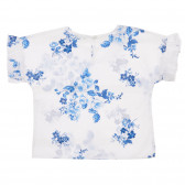 Βαμβακερή μπλούζα με κοντά μανίκια και λουλουδάτη εκτύπωση, σε λευκό Benetton 224978 4