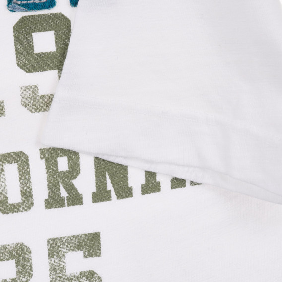 Βαμβακερό μπλουζάκι με απλικέ και επιγραφή, λευκό Benetton 224993 3