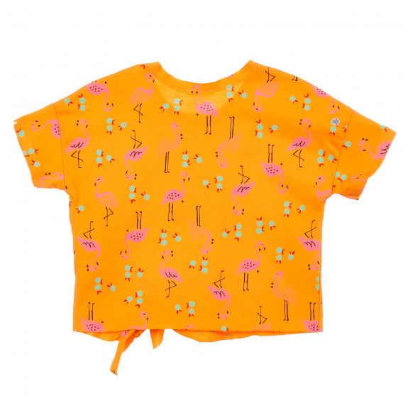 Βαμβακερή μπλούζα με φλαμίνγκο για μωρά, πορτοκαλί Benetton 225014 4