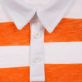 Βαμβακερό μπλουζάκι σε άσπρες και πορτοκαλί ρίγες Benetton 225020 2