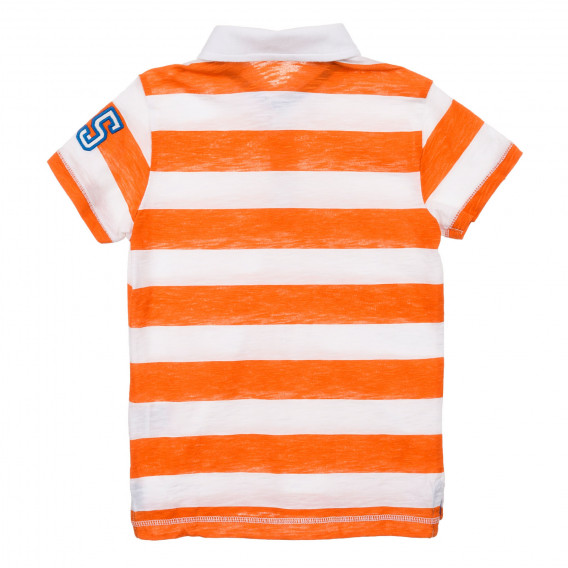Βαμβακερό μπλουζάκι σε άσπρες και πορτοκαλί ρίγες Benetton 225022 4