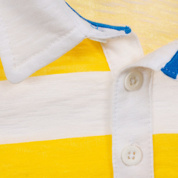 Βαμβακερό μπλουζάκι σε άσπρες και κίτρινες ρίγες Benetton 225028 2