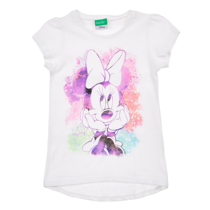 Βαμβακερό μπλουζάκι με τύπωμα Minnie Mouse, λευκό  225059