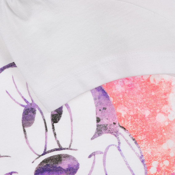 Βαμβακερό μπλουζάκι με τύπωμα Minnie Mouse, λευκό Benetton 225061 3