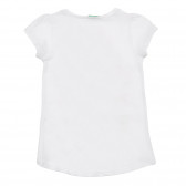 Βαμβακερό μπλουζάκι με τύπωμα Minnie Mouse, λευκό Benetton 225062 4