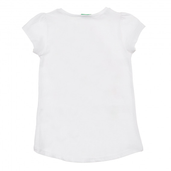 Βαμβακερό μπλουζάκι με τύπωμα Minnie Mouse, λευκό Benetton 225062 4