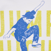 Βαμβακερό μπλουζάκι με την επιγραφή Jump high, white Benetton 225100 2