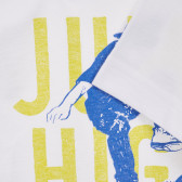 Βαμβακερό μπλουζάκι με την επιγραφή Jump high, white Benetton 225101 3