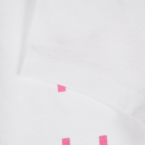 Βαμβακερή μπλούζα με κοντά μανίκια και επιγραφή Αγάπη περισσότερο μίσος λιγότερο, λευκό Benetton 225105 3
