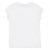 Βαμβακερή μπλούζα με κοντά μανίκια και επιγραφή Αγάπη περισσότερο μίσος λιγότερο, λευκό Benetton 225106 4