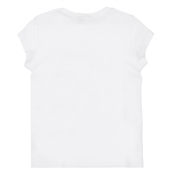 Βαμβακερή μπλούζα με κοντά μανίκια και επιγραφή Αγάπη περισσότερο μίσος λιγότερο, λευκό Benetton 225106 4