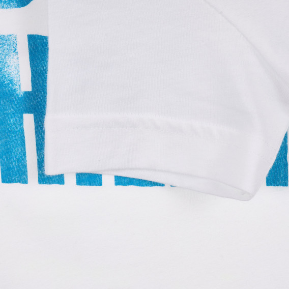 Βαμβακερό μπλουζάκι με επιγραφή Just chilling, λευκό Benetton 225121 3