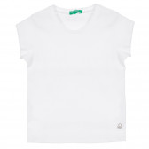 Βαμβακερό μπλουζάκι με το λογότυπο της μάρκας σε λευκό χρώμα Benetton 225146 