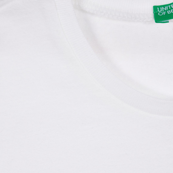 Βαμβακερό μπλουζάκι με το λογότυπο της μάρκας σε λευκό χρώμα Benetton 225147 2