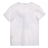Βαμβακερό μπλουζάκι με γραφική εκτύπωση και διπλωμένα μανίκια, λευκό Benetton 225176 3