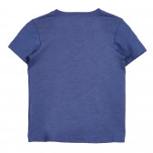 Βαμβακερό μπλουζάκι με επιγραφή, με μπλε χρώμα Benetton 225196 2