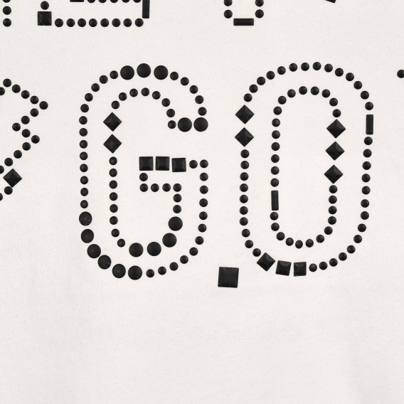 Βαμβακερό μπλουζάκι με επιγραφή σε λευκό  Benetton 225205 2