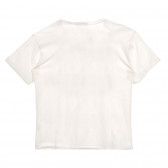 Βαμβακερό μπλουζάκι με επιγραφή σε λευκό  Benetton 225206 3