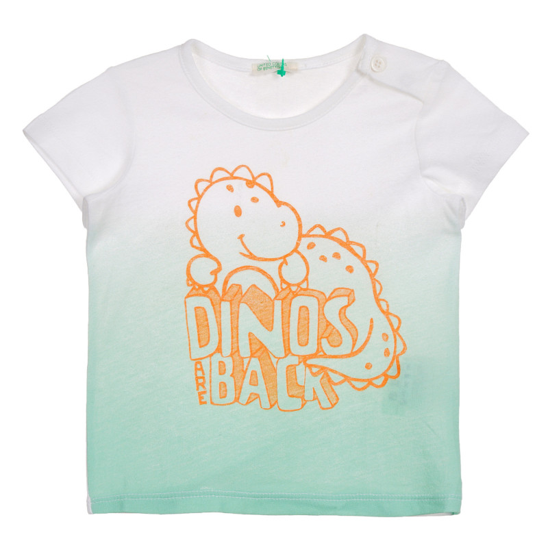 Βαμβακερό μπλουζάκι με γραφική εκτύπωση για ένα μωρό, λευκό και πράσινο  225222