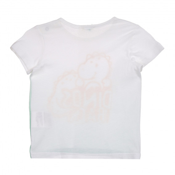 Βαμβακερό μπλουζάκι με γραφική εκτύπωση για ένα μωρό, λευκό και πράσινο Benetton 225224 3