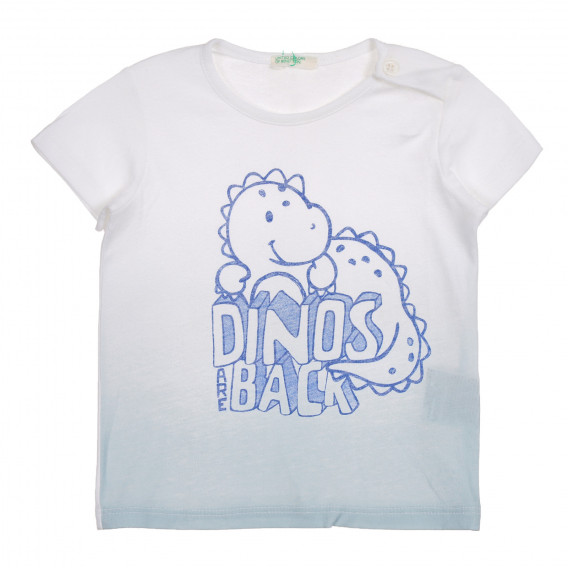 Βαμβακερό μπλουζάκι με γραφική εκτύπωση για μωρό, λευκό και γκρι Benetton 225231 