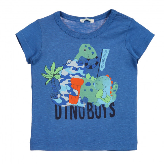 Βαμβακερό μπλουζάκι με πολύχρωμη εκτύπωση για ένα μωρό, σε μπλε χρώμα Benetton 225237 
