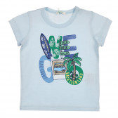 Βαμβακερό μπλουζάκι με τύπωμα για μωρό, γαλάζιο Benetton 225243 