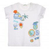 Βαμβακερό μπλουζάκι με έγχρωμη εκτύπωση για ένα μωρό, λευκό Benetton 225249 