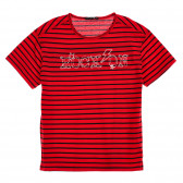 Βαμβακερό μπλουζάκι με κόκκινες και μαύρες ρίγες Sisley 225270 