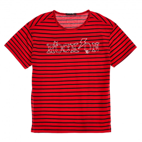 Βαμβακερό μπλουζάκι με κόκκινες και μαύρες ρίγες Sisley 225270 