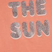Βαμβακερό μπλουζάκι με επιγραφή brocade Love the sun, ροζ Sisley 225286 2