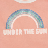 Βαμβακερό μπλουζάκι με μπρόκ εκτύπωση, ροζ Sisley 225292 2