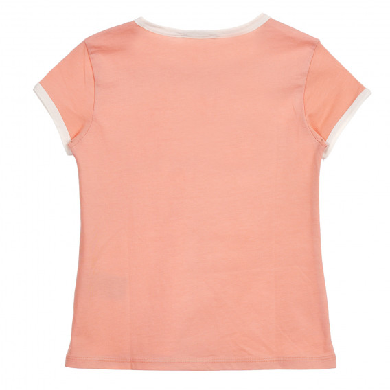 Βαμβακερό μπλουζάκι με μπρόκ εκτύπωση, ροζ Sisley 225293 3