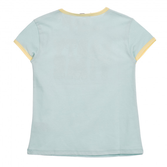 Βαμβακερό μπλουζάκι με επιγραφή brocade σε γαλάζιο χρώμα Sisley 225299 3